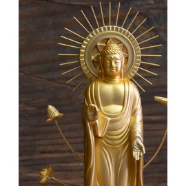 Buddha Statue, Amida Nyorai for Goto, 4.1 inches (10.5 cm) (Gold Plated/24 kilogram), Buddhist Hideo Makita, Original Sculptor_&quot;Shodo Shinshu Otanai (Tiganiō/S)