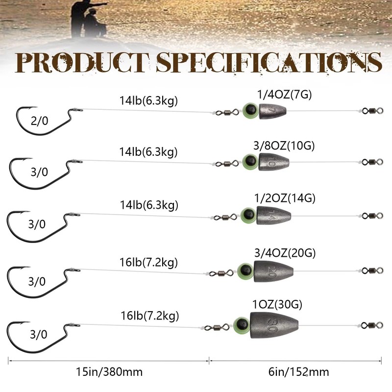 Dovesun Carolina Rig Kit for Bass Fishing Bullet-Weights Carolina Ready