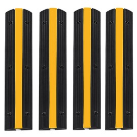 Floor Cord Cover, Heavy Duty 18000 lbs Loading Capacity, PVC Rubber Cord Protector, 4 Pack of 1 Channel Cord Cover Floor, Car Speed Bump, Anti-Slip Ramp