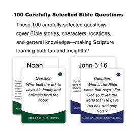 100 Bible Trivia Game Cards, Bible Game Bible Games for Adults and Family, Christian Board Card Games for Family.
