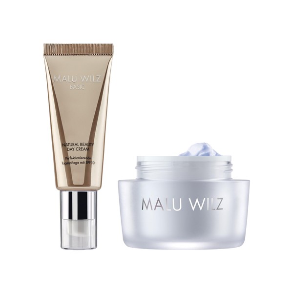 Malu Wilz Bundle Natural Beauty Day Cream + Hyaluronic Active+ Cream Soft I Refreshing Skincare Face Care Cream Set I Cream 40 ml + Booster 50 ml