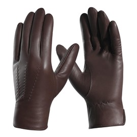 Harssidanzar Leather Gloves For Mens Comfort Cashmere Lined Gloves GMUK006,Brown,Size L