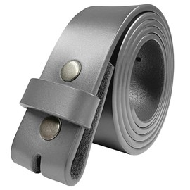 Replacement Belt Strap Genuine Leather Plain Casual Belt Strap with Snaps 1-1/2"(38mm) Wide (Gray, 34)