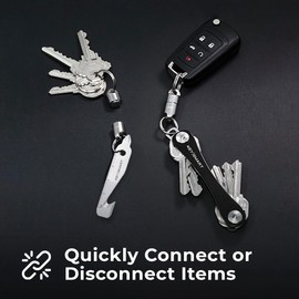KeySmart MagConnect Magnetic Key Holder for Purse, Key Chains for Car Keys - Detachable Key Ring Quick Release Keychain for Men - Mens Key Chain Rings Heavy Duty Key Ring - Titanium EDC (3-Pack)
