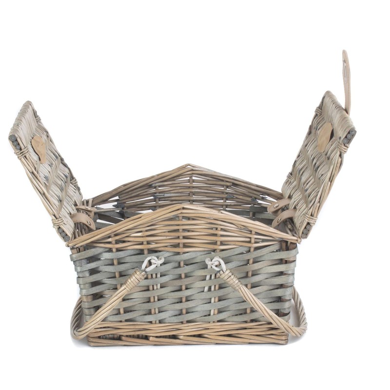 Red Hamper Poplar Antique Wash Swing Handle Picnic Basket, Brown