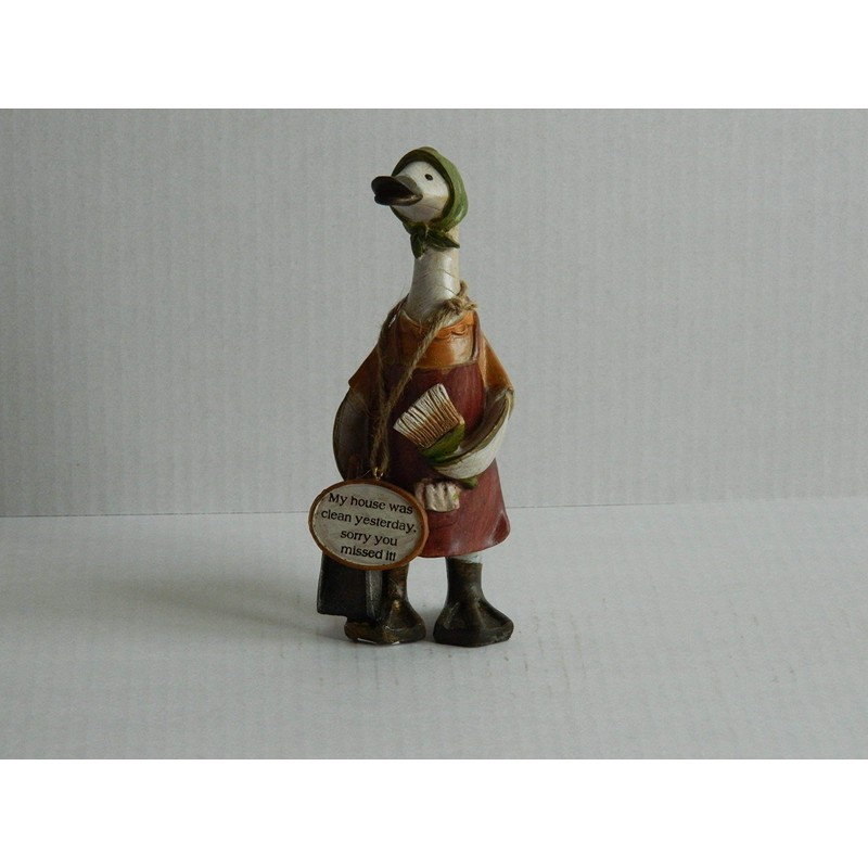 Humorous Duck Figurines - Cleaning Ducks and Funny Captions -