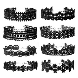 MILAKOO Lace Choker Women's Vintage Necklace Girls Gothic Collars Set Tattoo Collar White Black, Zinc, No Gemstone