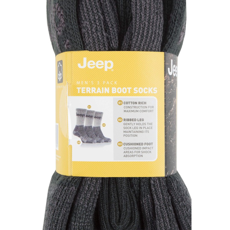 Jeep Men's JM273 3 Pair Luxury Terrain Socks (6-11, Khaki/Sand)