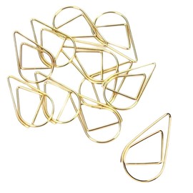 100 Pcs Small Golden Paperclips Stainless Steel Waterdrop Shaped Paperclips Bookmarks Paper Clips Clamps for Memo Paper Photo 15 * 25mm (Gold)