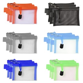 JIEYUMAO Mini Zipper Mesh Bags, 18Pcs Mesh Makeup Bag, 6 Colors Small Mesh Bag for Women Men, Nylon Mesh Coin Purse Small Zipper Pouch for Lipstick Key Credit Card