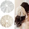 Jseng 2PCS Extra Large Lace Scrunchies for Hair, Korea Lace