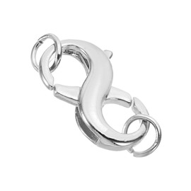 PATIKIL Double Lobster Clasp, Necklace Clasps and Closures Necklace Extender Copper with Ring for DIY Jewelry Repair Kit Bracelet Closing, Silver