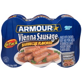 Armour Star Vienna Sausage, Barbecue Flavored, Canned Sausage, 4.6 oz (Pack of 6)