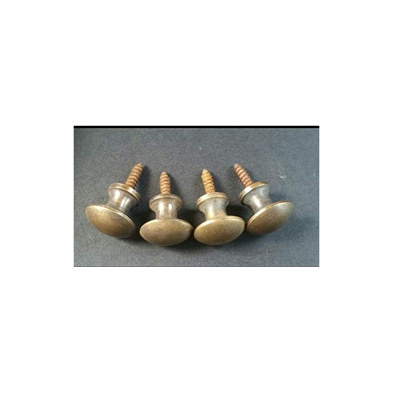 4 Vintage Style Solid Brass Barrister Bookcase Knobs 5/8" Dia.