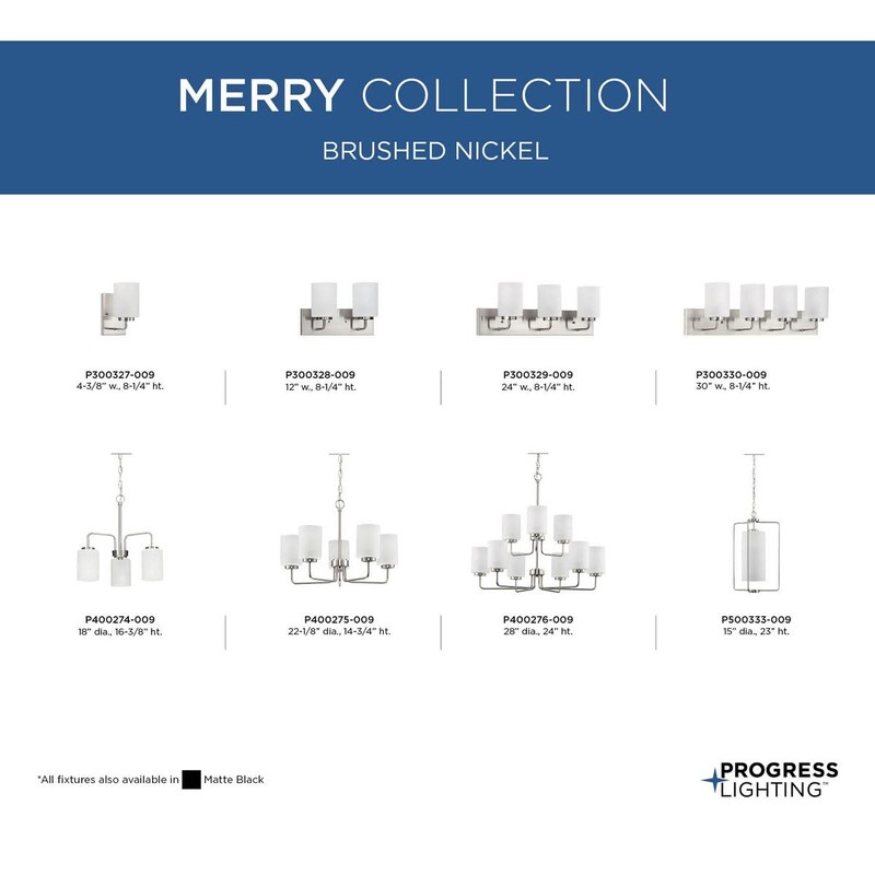 Progress Lighting Merry Collection 2-Light Brushed Nickel Etched Glass Transitional