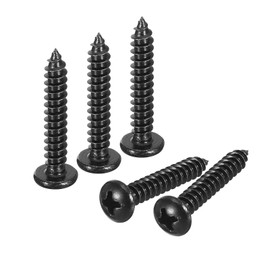 sourcing map 4mm x 25mm Phillips Pan Head Self-tapping Screw, 100pcs - 304 Stainless Steel Round Head Wood Screw Full Thread (Black)