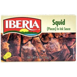 Iberia Spanish Calamari Jumbo & Squid  Wild Caught  4 oz Cans Each Exp 12/2025 - 3x Squid (Pieces) In Ink Sauce