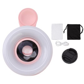 Phone Lens Light , Phone Fill Light Lens , Phone Clip On Light Adjustable Color Temperature Compact and Portable for Video Recording (Pink)