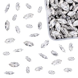 OLYCRAFT 100pcs Sew on Rhinestone Transparent Horse Eye Sew on Rhinestone Sewing Rhinestone Glass Stones for Clothes Dress Jewelry Accessories Parts with Base