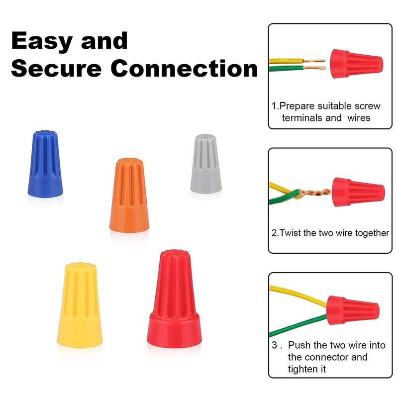 Heyiarbeit 200 Pcs Orange Electrical Wire Connectors Screw Terminals, with