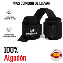 MERCURYAL Straps Gym with Wrist Support for Weightlifting and Powerlifting - Gym Wrist Wraps - Lifting Straps - Grip Straps - Fitness Grips for Cross Weight (Black)