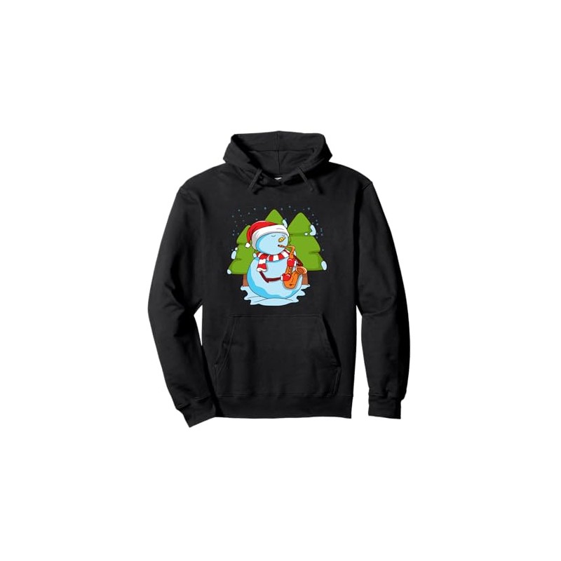 Saxophone Player Jazz Snowman Sax Music Snow Day Holiday Pullover