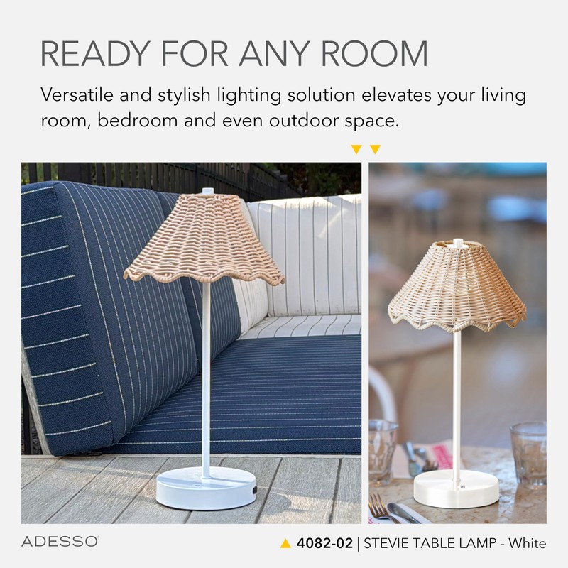 Adesso Cordless Table Lamp with 3-Level Touch Dimmer & Built-in