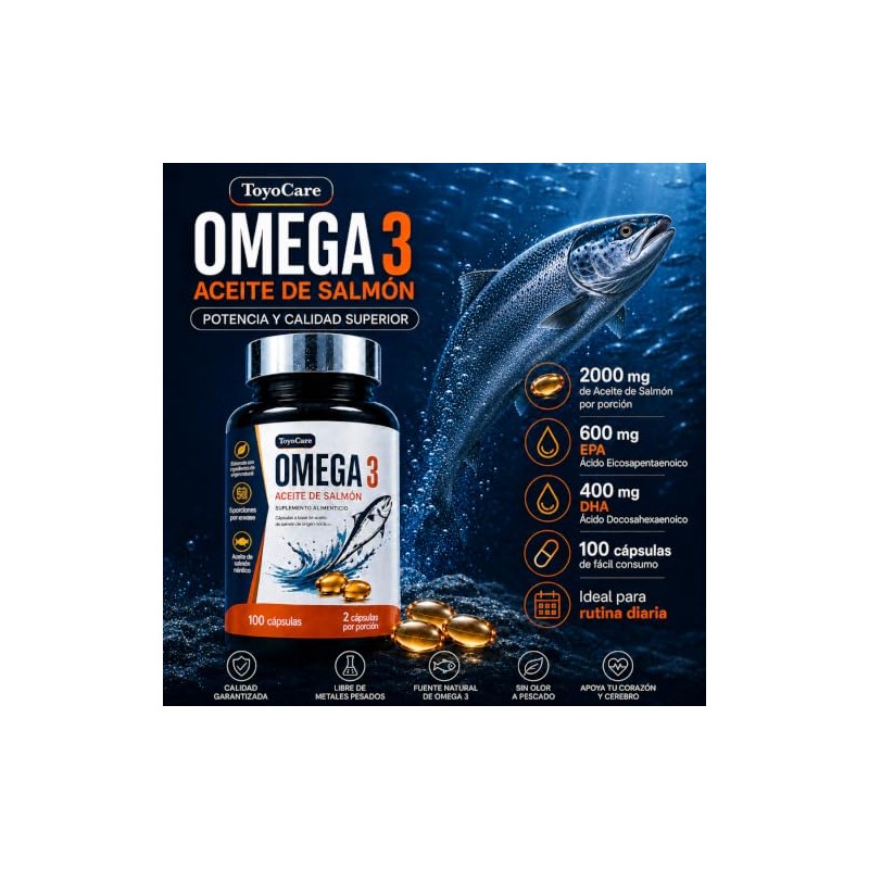 Omega 3 Aceite de Salmón con EPA y DHA, 100