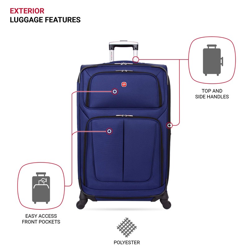 SwissGear Sion Softside Expandable Luggage, Blue, Checked-Large 29-Inch