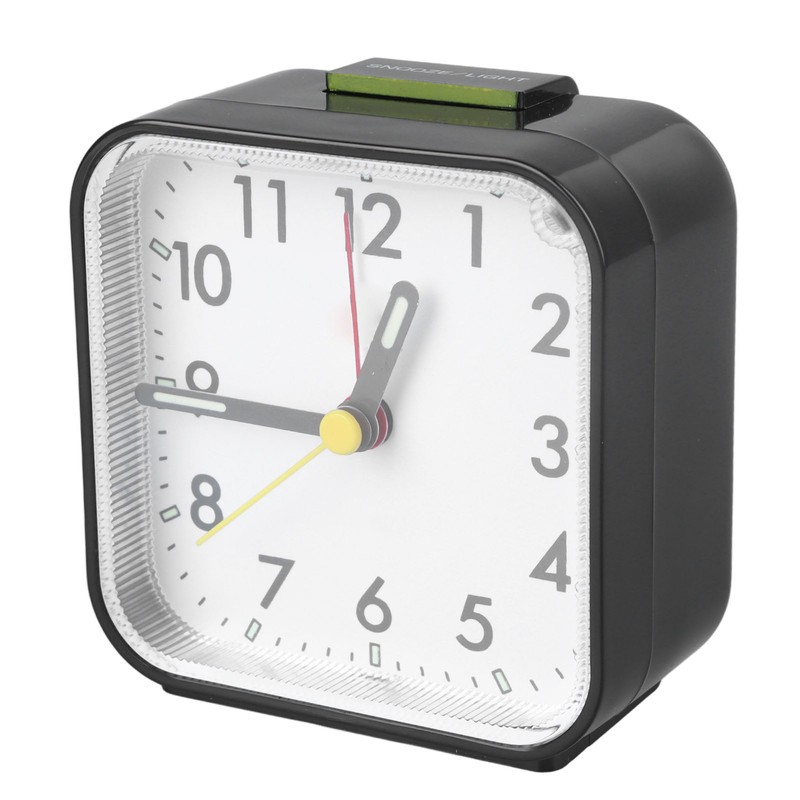 Small Clock Black Alarm Silent Minimalistic Design Snooze with Backlight