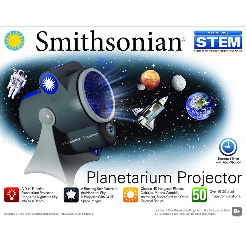 Smithsonian Star Projector - Room Planetarium with LED Display, Black