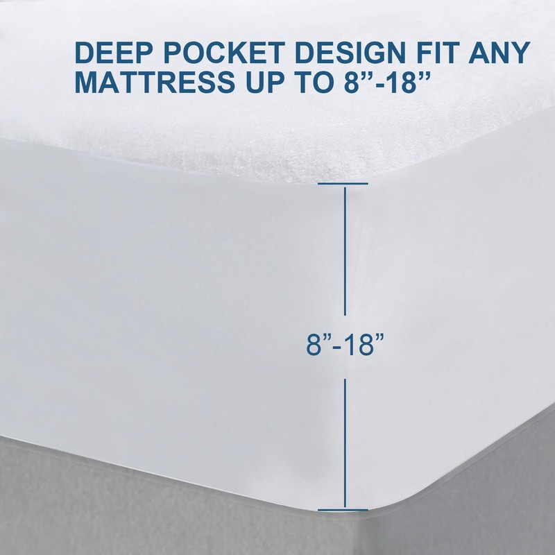 Mattress Protector Queen, Viscose Made from Bamboo Terry Mattress Protector