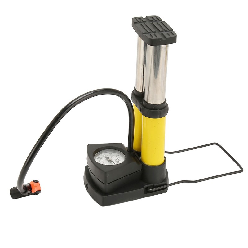 Double Barrel Foot Pump Fast Efficient Multifunction Portable Bike Floor