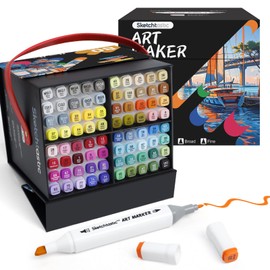 Alcohol Markers Dual Tip Marker Set, 80 Vibrant Colors for Adults, No Bleed Colors for Artists, Based Markers for Coloring Books, Sketching and Art Projects