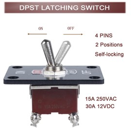 DMWD Waterproof Toggle Switch ON Off 4Pin DPST with Mounting Panel,30A 12VDC / 20A 120VAC Waterproof Cap for Auto Car Marine Boat(ON-Off /4Pin)