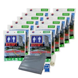 RESTOP 1: Portable Toilet Waste Bags for Liquids Only with Toilet Paper and Wet Wipes (Leak Proof Urinal Bags) - Pack of 12 (Each pack contains 3 urinal bags)