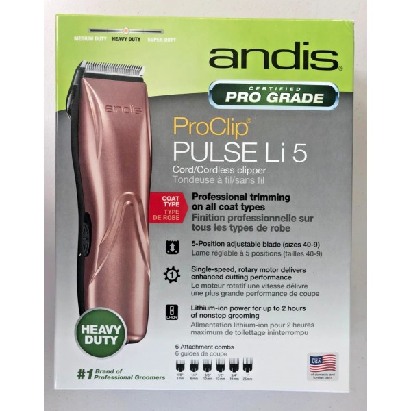 Andis NEW Andis ProClip Pulse Li 5 Cord/Cordless Clipper Rose