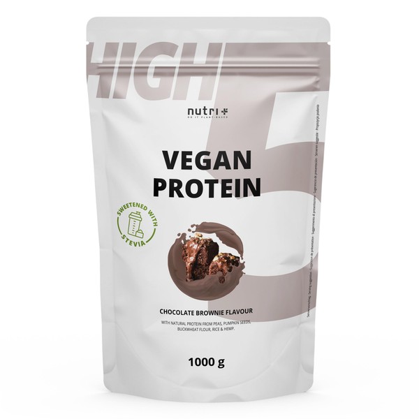 Vegan Protein - Chocolate Brownie - Vegan Protein Powder without Sucralose and Soy - Protein Made from Rice, Peas, Hemp, Buckwheat and Pumpkin Seeds - 1kg