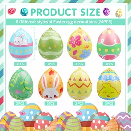 Larber 24 Pcs 9 Inch Inflatable Easter Eggs Outdoor PVC Inflatable Hanging Easter Eggs Blow Up Easter Egg for Egg Hunts Yard Garden Outdoor Decorations (24pcs)