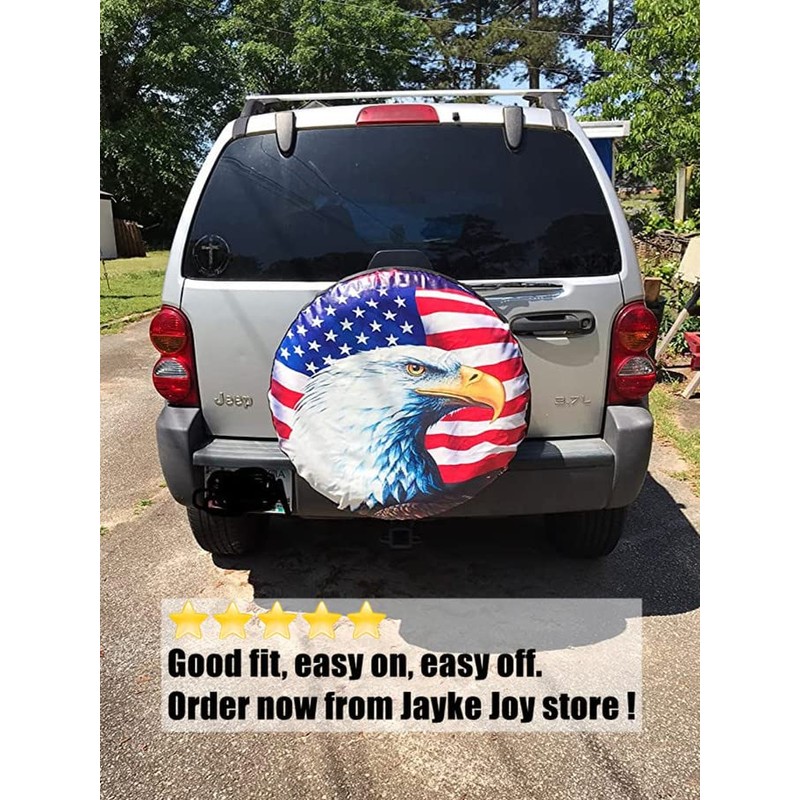 Spare Tire Cover, Wheel Cover with American Flag Eagle Waterproof
