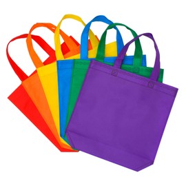 Aneco 24 Pack Party Non-Woven Gift Bags Reusable Tote Bags in Bulk Rainbow Goody Bag with Handles for Birthday Party Supplies (11.5 x 11.5 Inches)