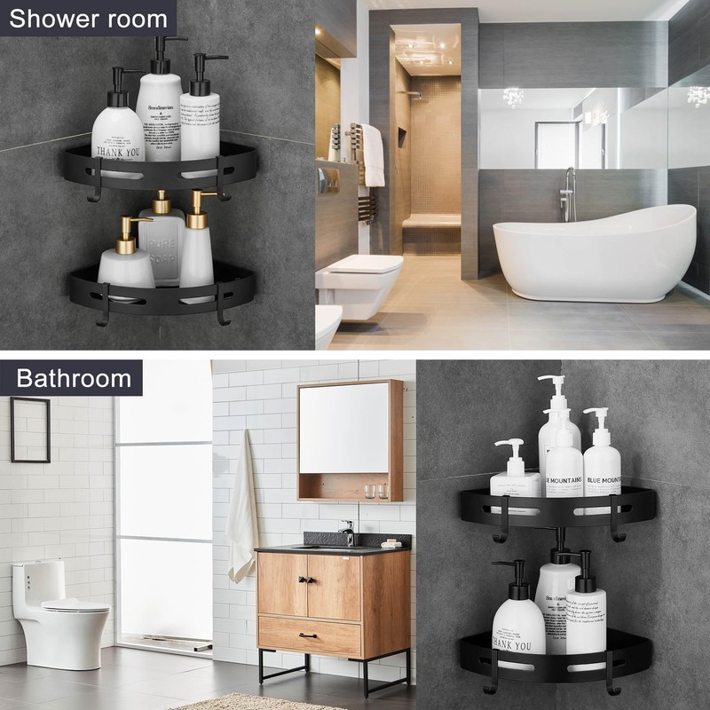 WPT Corner Shower Caddy, 2 Pack Adhesive Shower Corner Shelf,