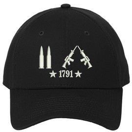 Generic Only Bullets Guns 2A 2nd Amendment 1791 Embroidered New Era Brand One Size Fits All Structured Base Ball Hat (Polycotton, Black/White)