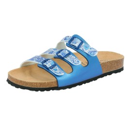 Lico Women's Bioline Flower Mules (Bioline Flower) - blue white, size: 40 EU