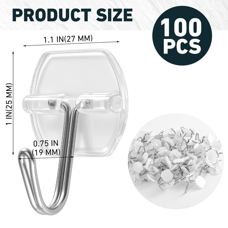Fiwochic 100 Pack Adhesive Small Wire Toggle Hooks Heavy Duty