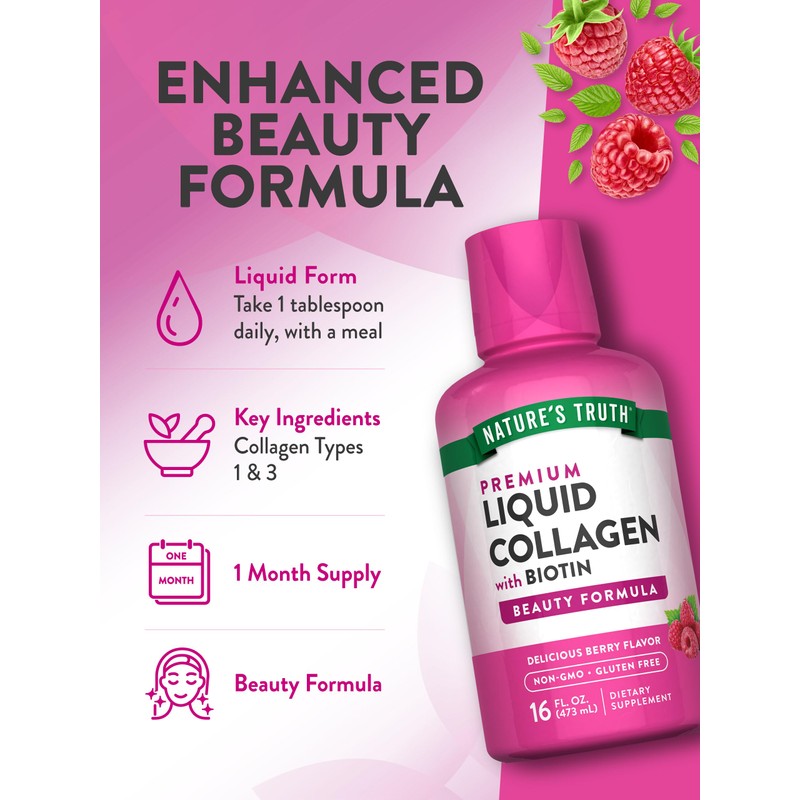Nature's Truth Liquid Collagen | 16 oz | with Biotin