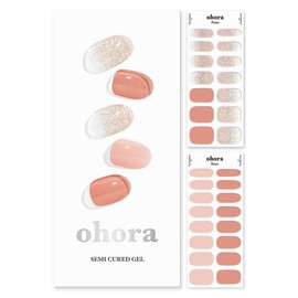 ohora Semi Cured Gel Nail Strips (N Lovesome) - Salon-Quality, Long Lasting, Easy to Apply & Remove - Includes 2 Prep Pads, Nail File & Wooden Stick - Pink