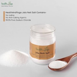 HealthAndYoga™ Jala Neti - Tarro de sal Jala Neti (300 GMS o 10 oz) – Cloruro de sodio de grado puro sin yodo, solución salina higiénica segura para l