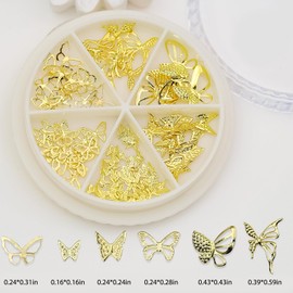 WOKOTO 2 Box Gold And Silver Butterfly Nail Charms 3d Metal Nail Rivets Gold Nail Decoration For Nail Art Jewelry Gold Silver Nail Charms Nail Gems And Charms Accessory Nail Butterfly Charms