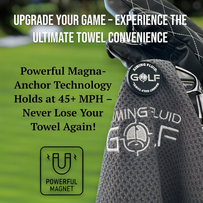 Multi-Function Magnetic Golf Towel with Wash Pocket, Magna-Anchor Technology, Waffle